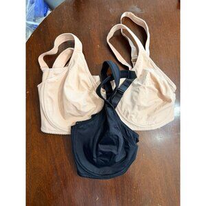 Shecurve Womens Full Coverage Bras Lot Of 3 38E Black & Beige Adjustable Straps